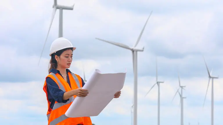 Woman on a Wind Farm