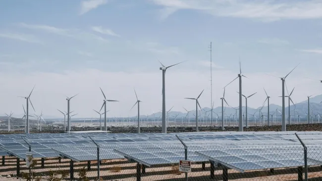 Wind turbines and solar panels