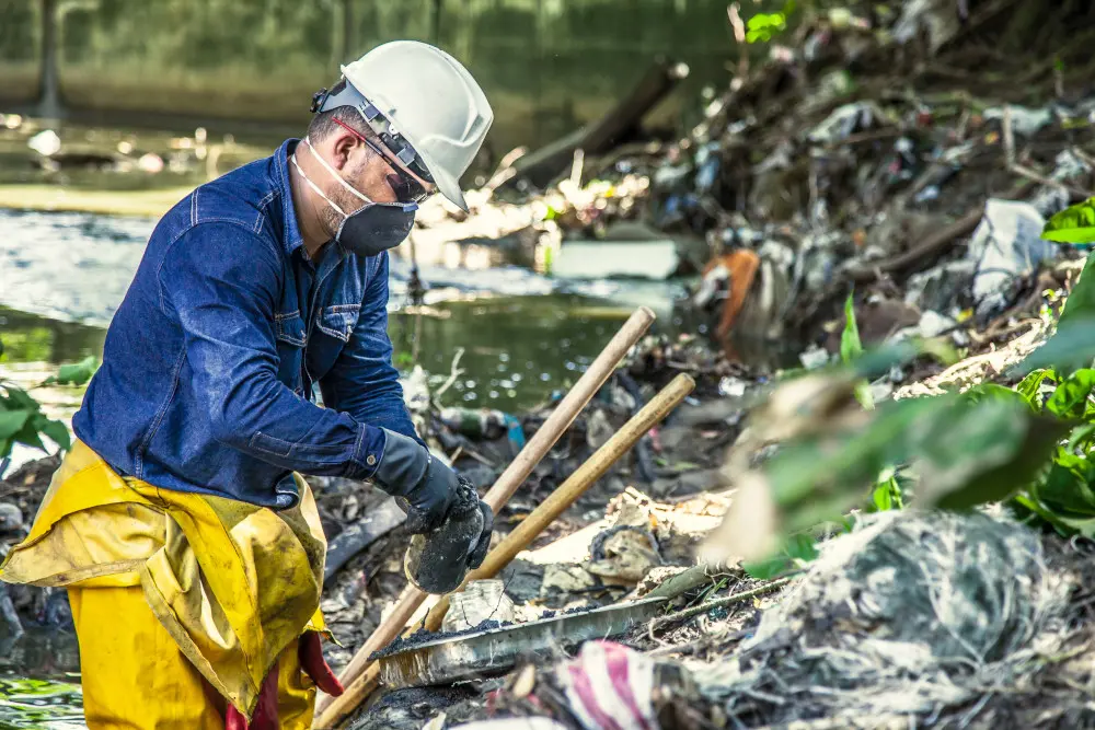 Man sifting through garbage